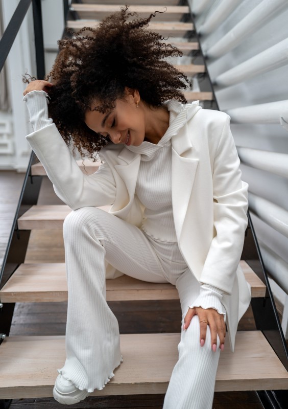 Zura - Ecru oversized faux suede blazer