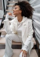 Zura - Ecru oversized faux suede blazer