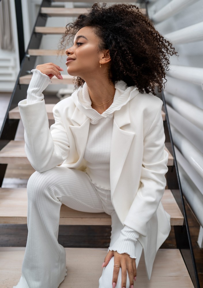 Zura - Ecru oversized faux suede blazer