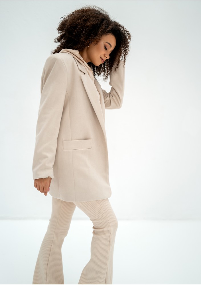 Zura - Beige oversized faux suede blazer