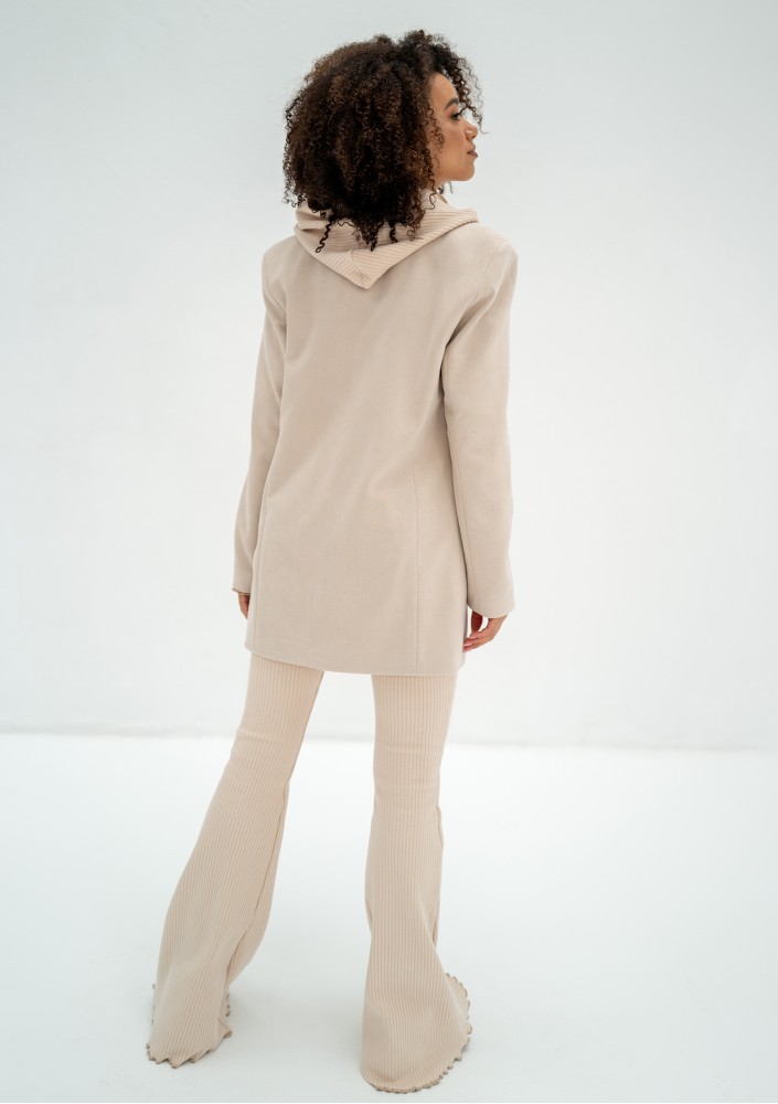 Zura - Beige oversized faux suede blazer