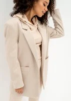 Zura - Beige oversized faux suede blazer
