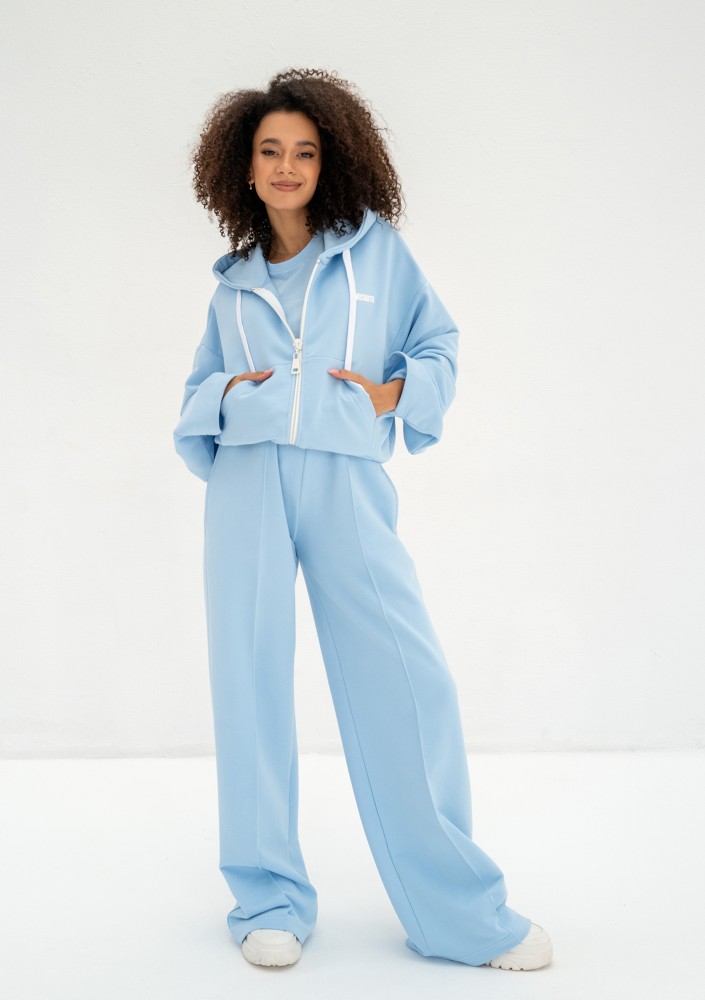 Costa - Spodnie dresowe z szeroką nogawką Baby Blue