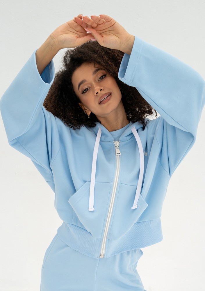 Bane - Baby blue oversize zipped hoodie