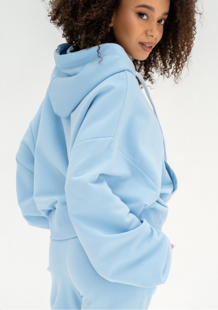 Bane - Baby blue oversize zipped hoodie