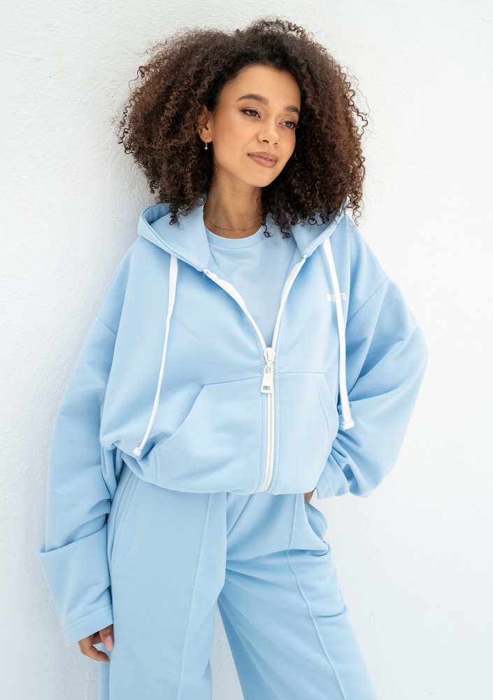 Bane - Rozpinana bluza oversize z kapturem Baby Blue