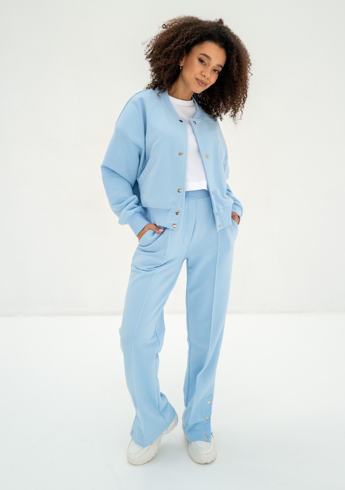 Club - Baby blue snap-buttoned sweatshirt