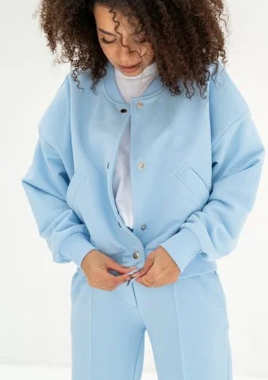 Club - Baby blue snap-buttoned sweatshirt