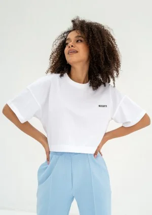 Way - White crop top with a logo
