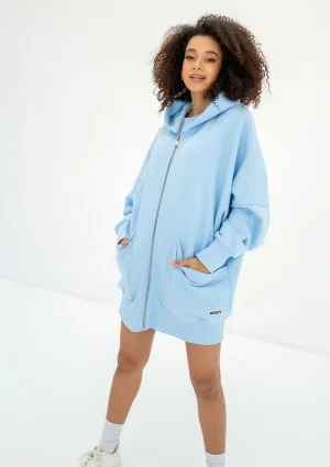Amala - Błękitna bluza rozpinana oversize z kapturem Baby Blue
