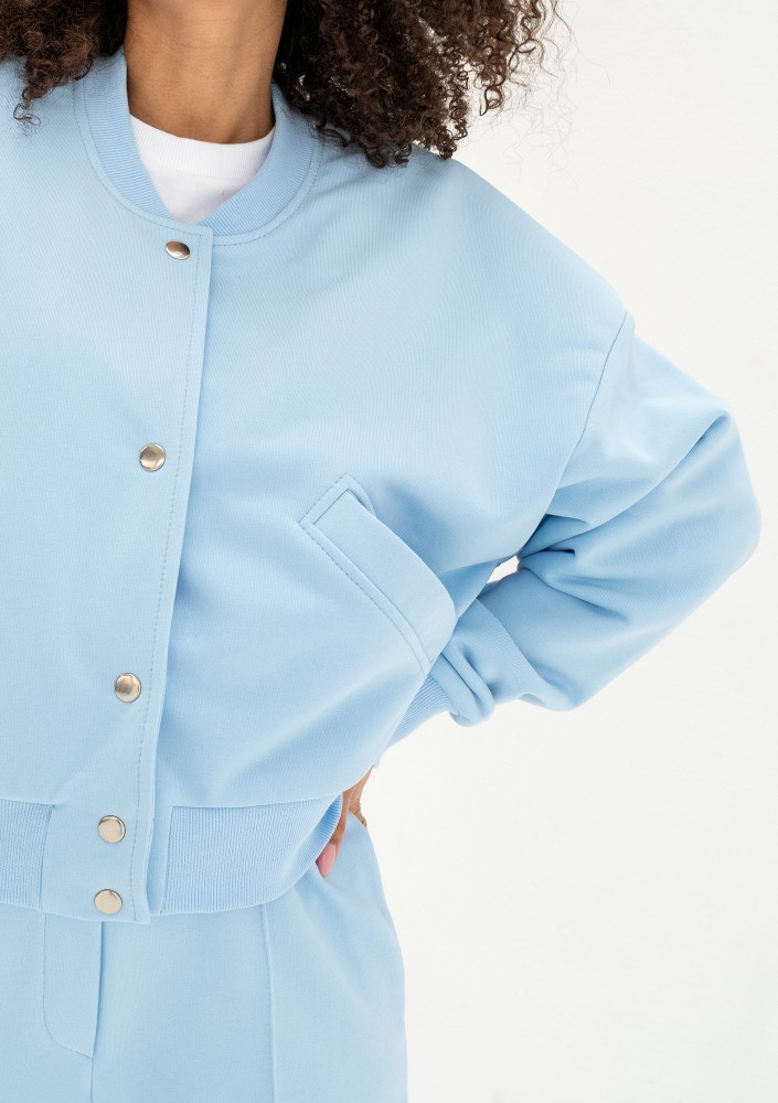 Club - Baby blue snap-buttoned sweatshirt
