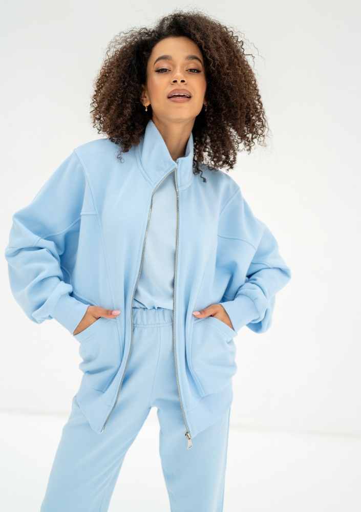 Based - Baby blue oversize zipped sweatshirt