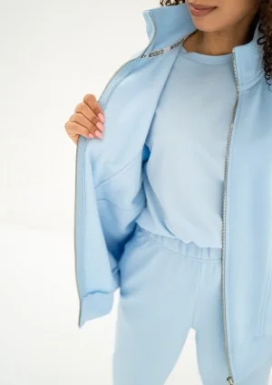 Based - Rozpinana bluza oversize ze stójką Baby Blue
