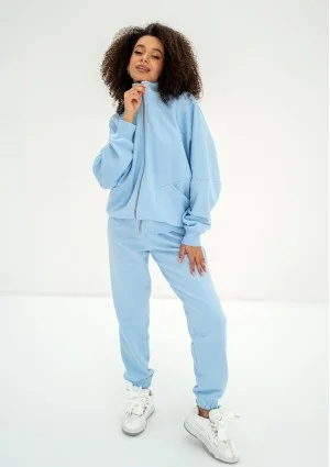 Based - Rozpinana bluza oversize ze stójką Baby Blue