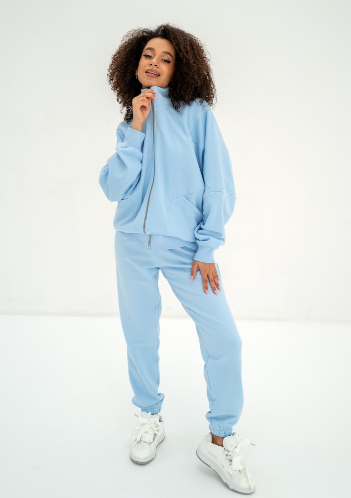 Based - Baby blue oversize zipped sweatshirt