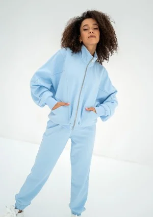 Based - Rozpinana bluza oversize ze stójką Baby Blue