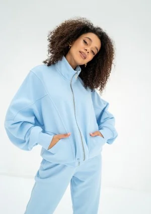 Based - Rozpinana bluza oversize ze stójką Baby Blue