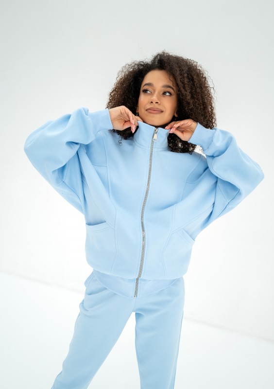 Based - Rozpinana bluza oversize ze stójką Baby Blue