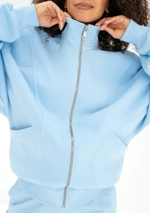 Based - Rozpinana bluza oversize ze stójką Baby Blue