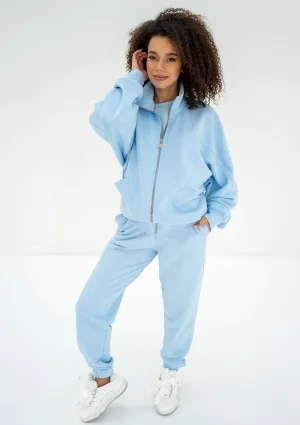 Based - Rozpinana bluza oversize ze stójką Baby Blue