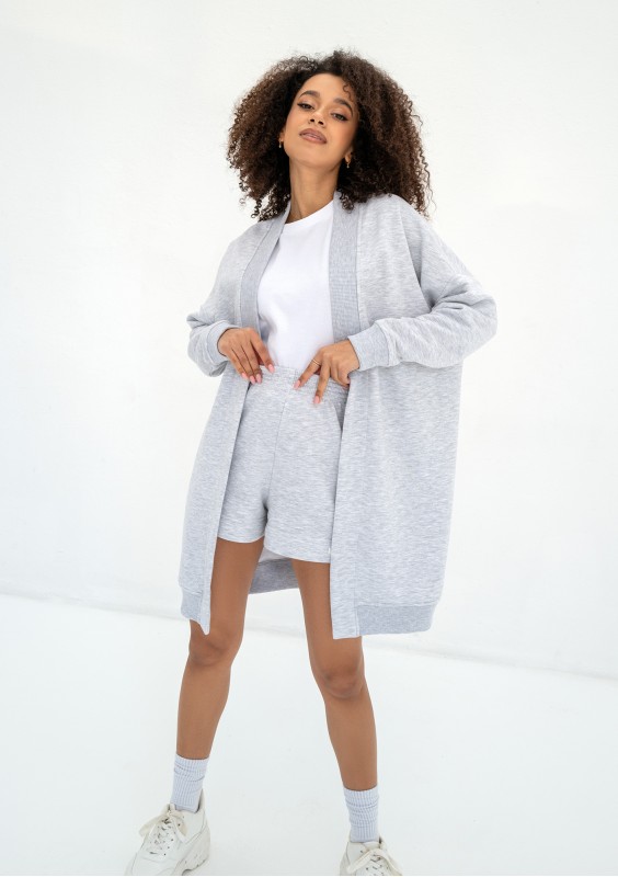 Basil - Light melange long sweatshirt cardigan