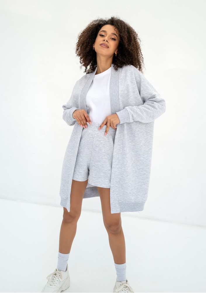 Basil - Light melange long sweatshirt cardigan