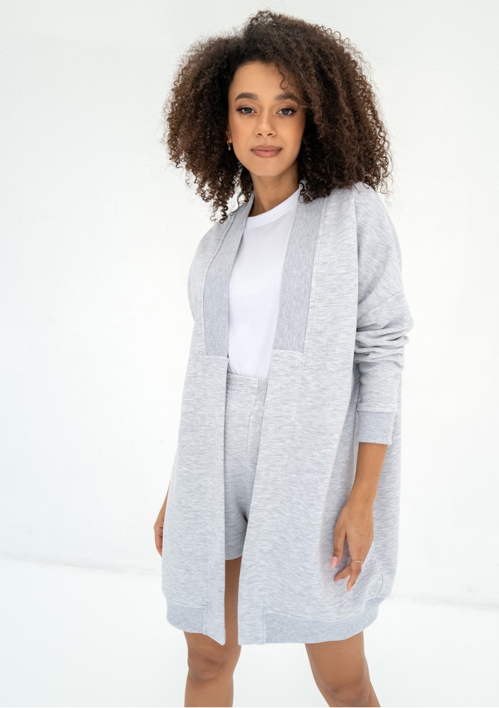 Basil - Light melange long sweatshirt cardigan