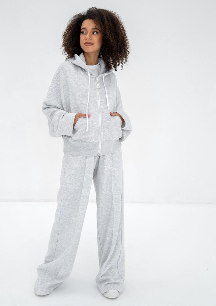 Bane - Light melange oversize zipped hoodie