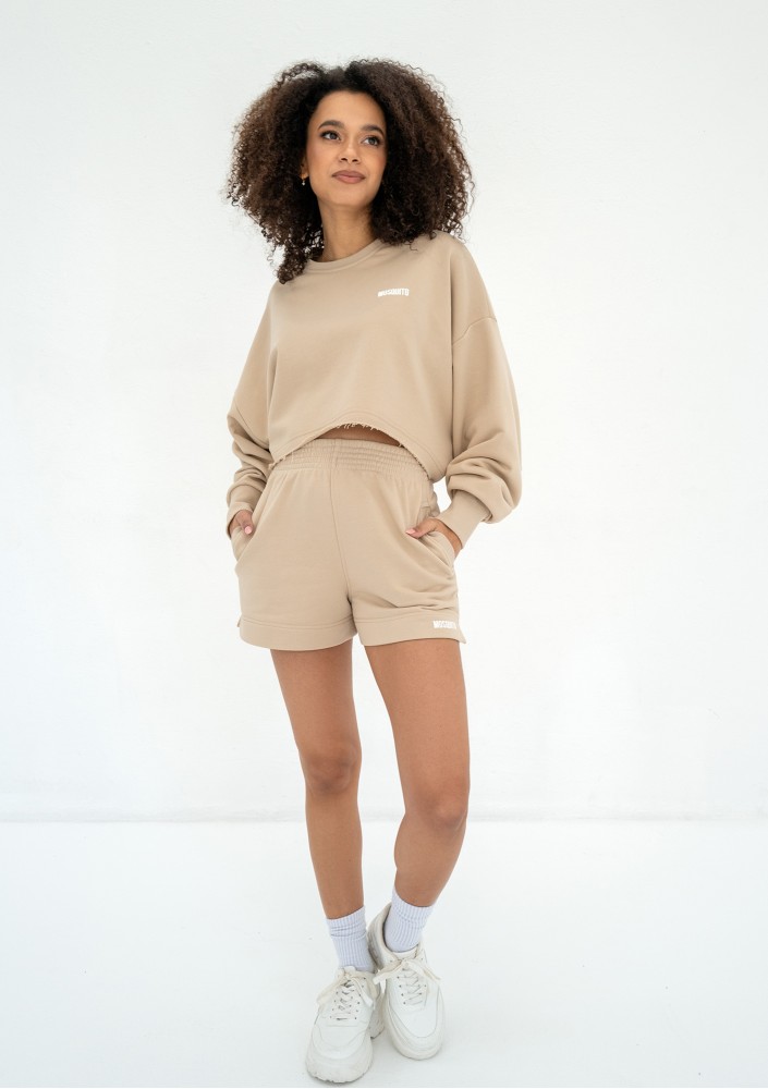 Shore Crop - Sand beige crop oversize sweatshirt