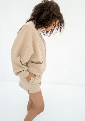 Based - Rozpinana bluza oversize ze stójką Sand Beige