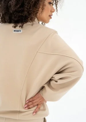 Based - Sand beige oversize zipped sweatshirt
