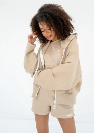 Bane - Sand beige oversize zipped hoodie