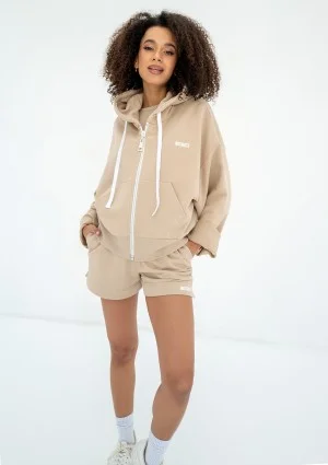 Bane - Sand beige oversize zipped hoodie
