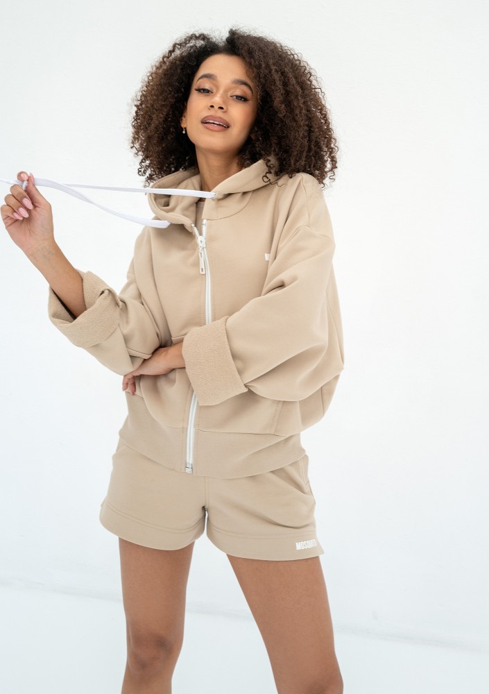 Bane - Rozpinana bluza oversize z kapturem Sand Beige