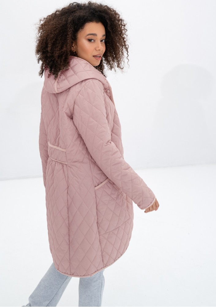 Nakya - Powder pink snap buttoned tight fit midi parka
