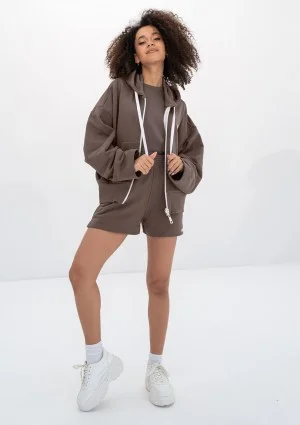 Bane - Savannah tan oversize zipped hoodie