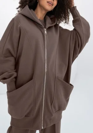 Amala - Savannah tan brown oversize zipped hoodie