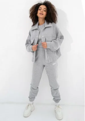 Tribe - Rozpinana bluza cargo Grey Melange