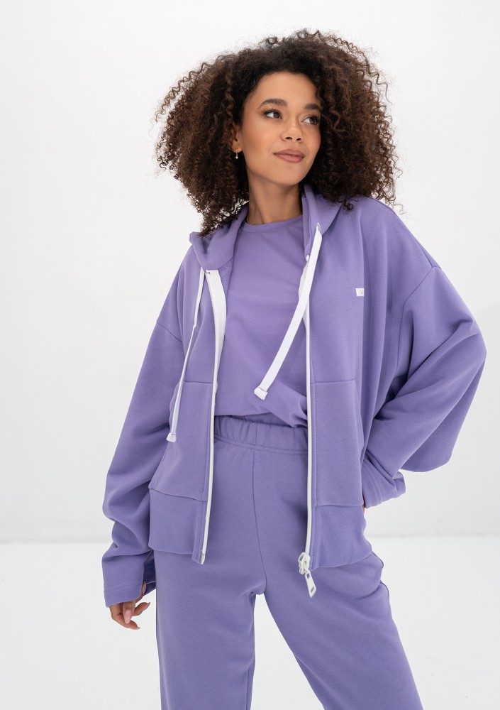 Bane - Grape fruit violet oversize zipped hoodie