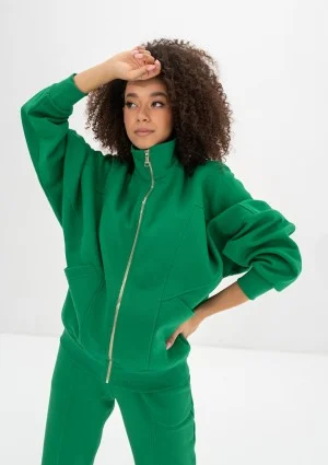 Based - Kelly green oversize zipped sweatshirt