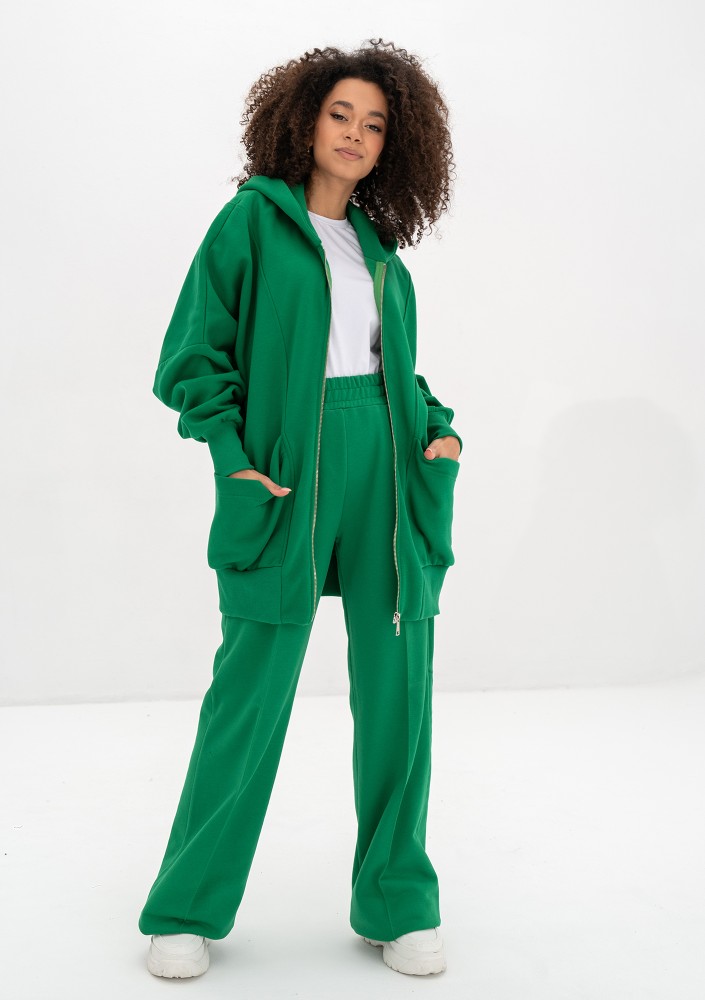 Amala - Kelly green oversize zipped hoodie