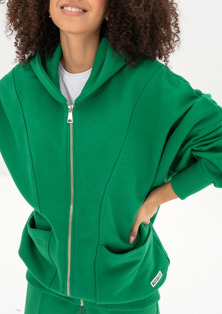 Amala - Kelly green oversize zipped hoodie