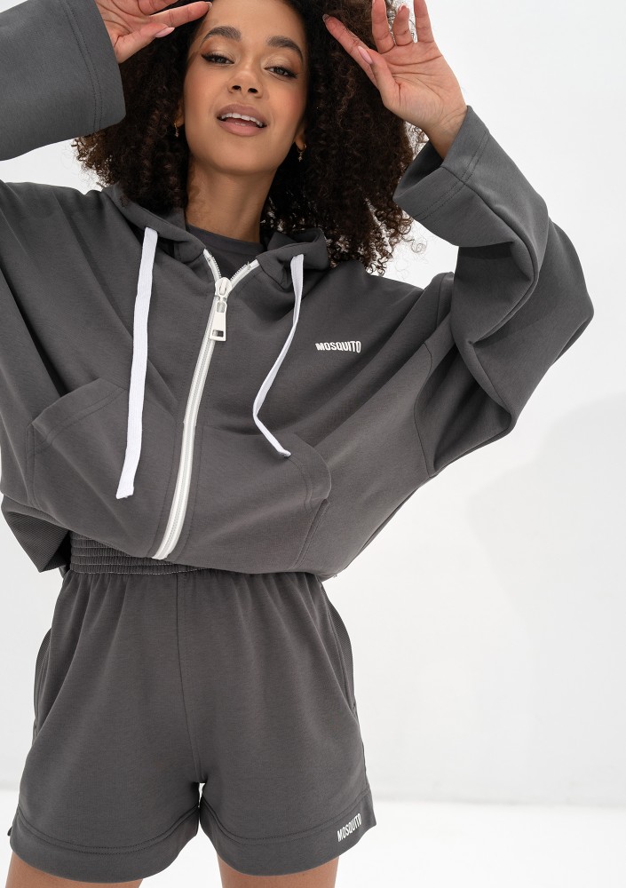 Bane - Dark stone grey oversize zipped hoodie