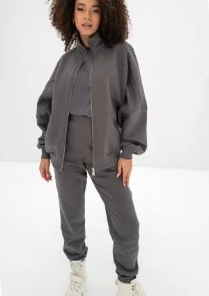 Based - Rozpinana bluza oversize ze stójką Dark Stone