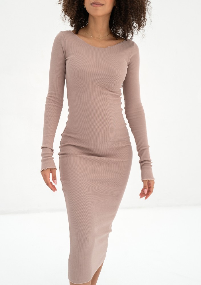 Bess - Latte bodycon midi dress