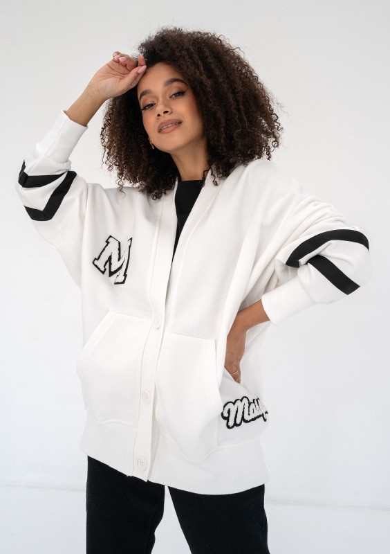 Riley - Creamy white oversize sweatshirt cardigan