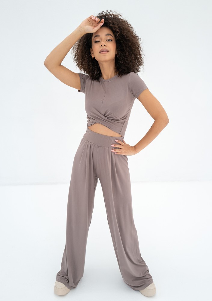 Nazza - Crossed latte beige top