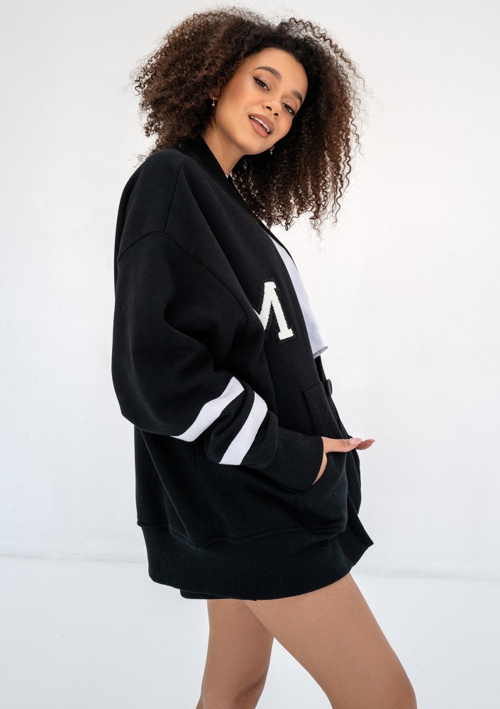Riley - Black oversize sweatshirt cardigan