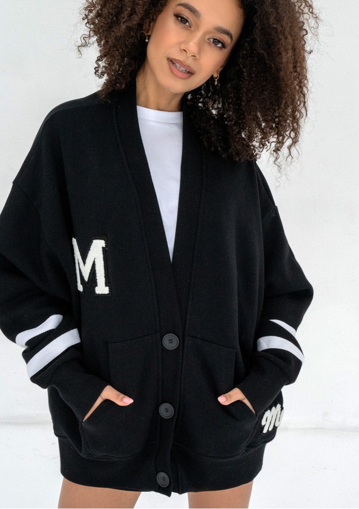 Riley - Black oversize sweatshirt cardigan