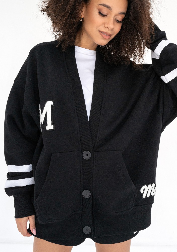 Riley - Black oversize sweatshirt cardigan